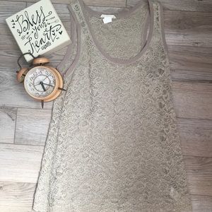 Brown lace tank